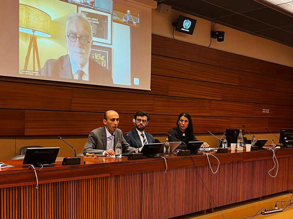 A scene from "Artsakh's Road to Recovery: Holding Azerbaijan Accountable," a side event organized by the ARS at the UN Human Rights Council featuring former Artsakh State Minister Artak Beglaryan, ALC’s Kevork Hagopgian, WCC’s Dr. Ani Ghazaryan-Drissi, and former ICC prosecutor Luis Gabriel Moreno Ocampo